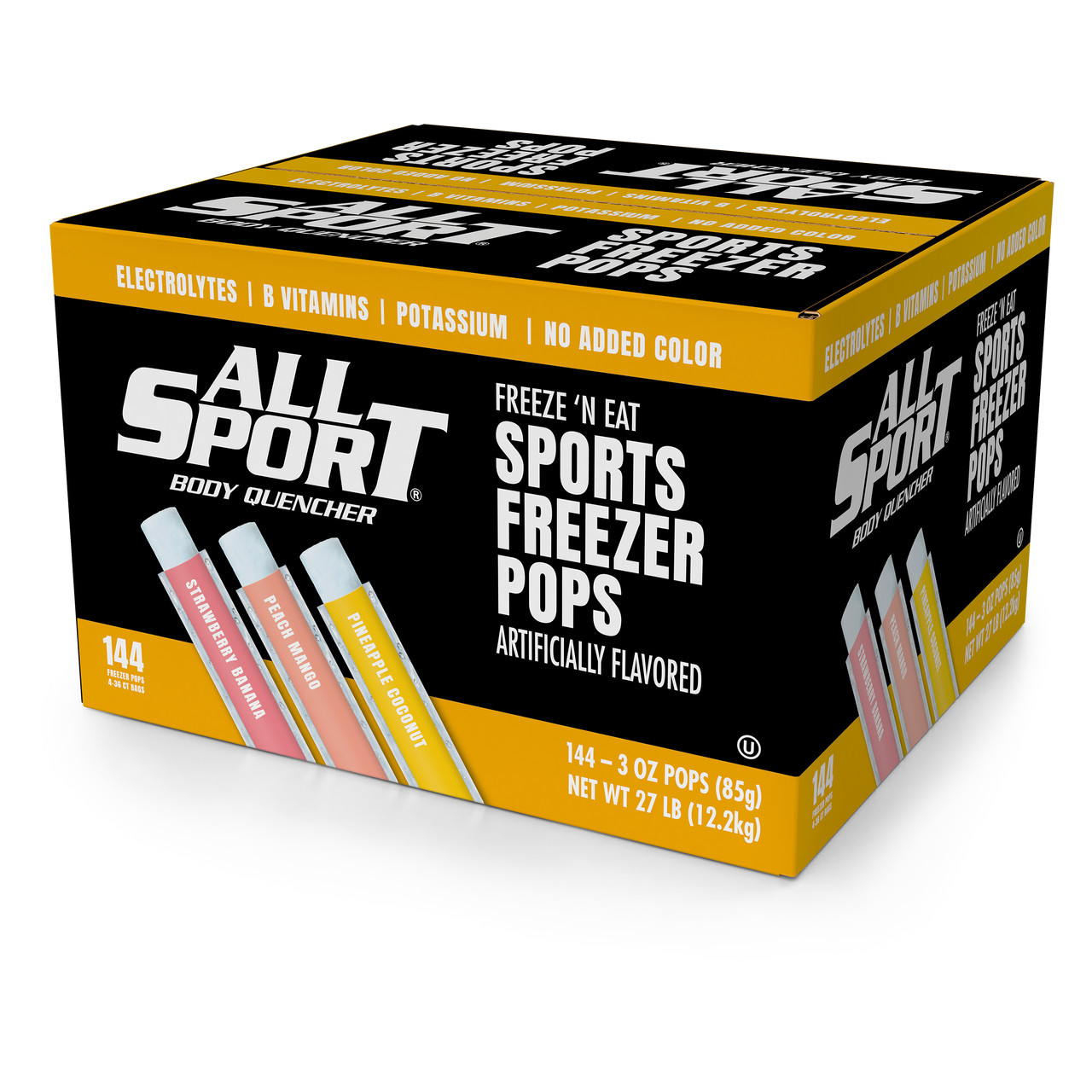 AllSport Tropical Freezer Pops Giant Sized 3oz 144 CT Ice Pops w/ Electrolytes
