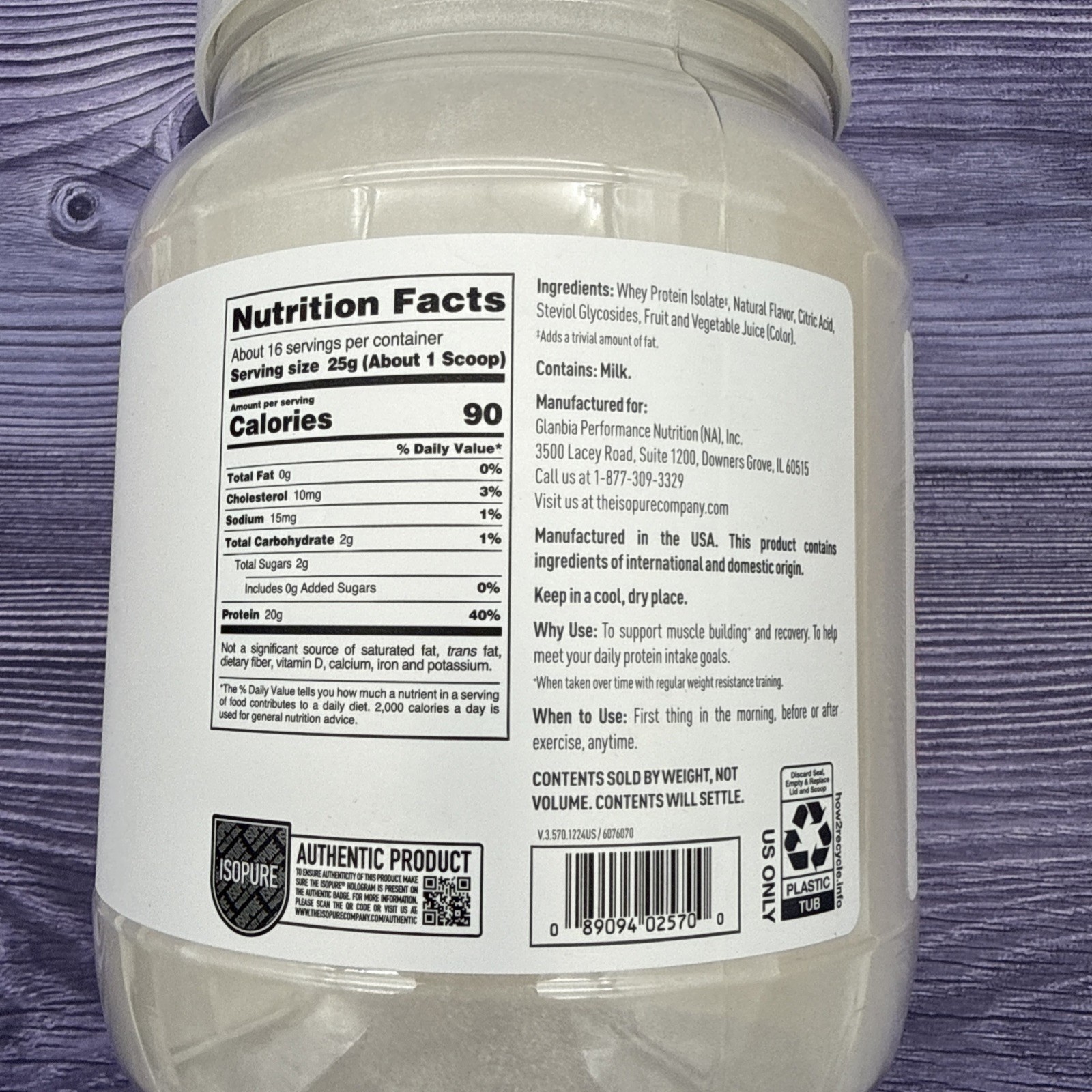 Clear Low Carb Protein Powder, Watermelon Lime, 16 Servings 20g Protein