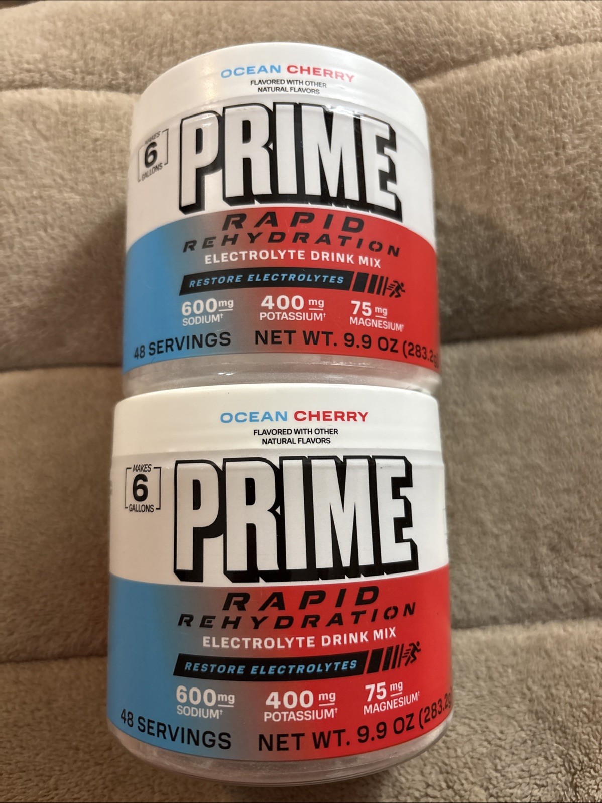2 Pack PRIME Rapid Rehydration Electrolyte Drink Mix, Ocean Cherry (9.9 oz X 2)