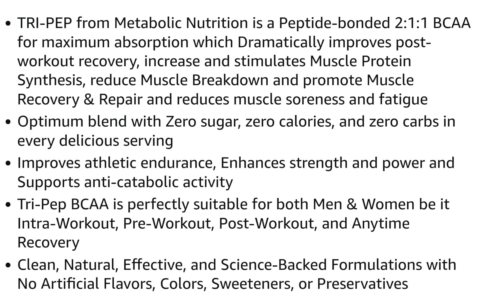 Metabolic Nutrition TRI-PEP BCAA 15oz Size (40 Serv) Natural Lemon BEST BY 11/26