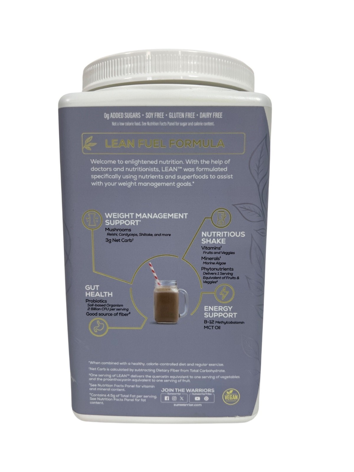 Sunwarrior, Lean Superfood Shake, Vanilla, 1.59 Lb 08/2026