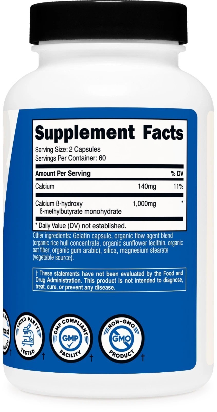 Nutricost HMB (Beta-Hydroxy Beta-Methylbutyric) 1000mg 120 Capsules, 60 Servings