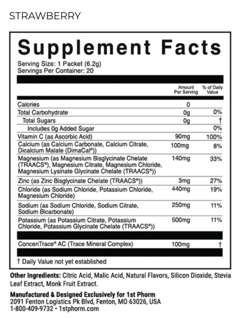 1st Phorm Hydration Packets 60ct EXP 7/2027 Strawberry Lemonade Citrus