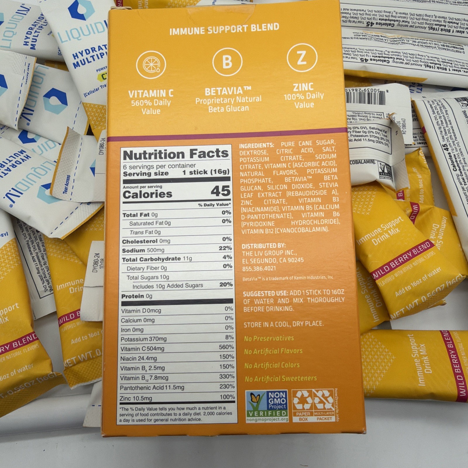 (30) Liquid I.V Hydration Multiplier Immune Drink Mix Bulk WildBerry COMBINESHIP