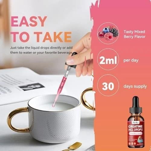 Creatine Hcl Liquid Drops for Men & Women, Creatine Hydrochloride with L-carn…