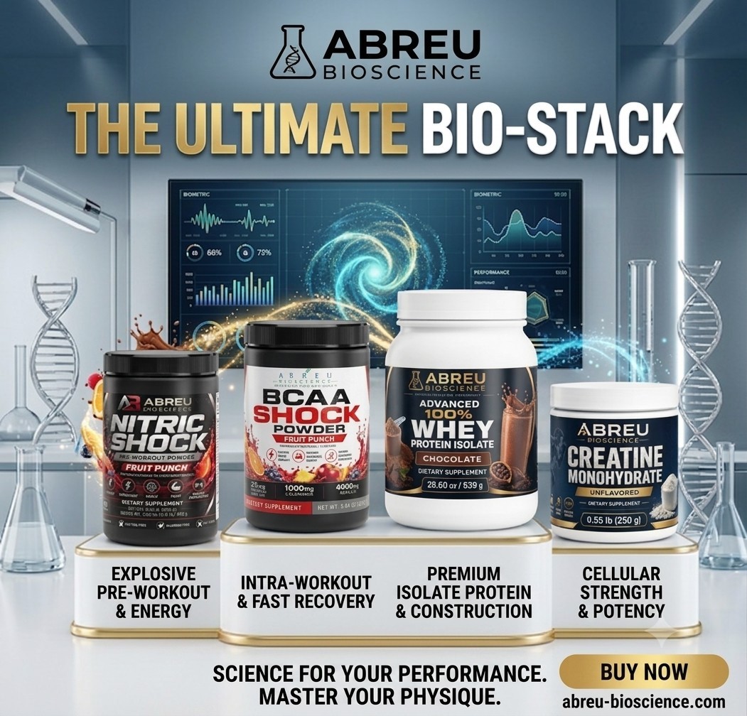 ​Abreu BioScience Ultimate Bio-Stack: Whey Isolate, Creatine, Pre-Workout, BCAA