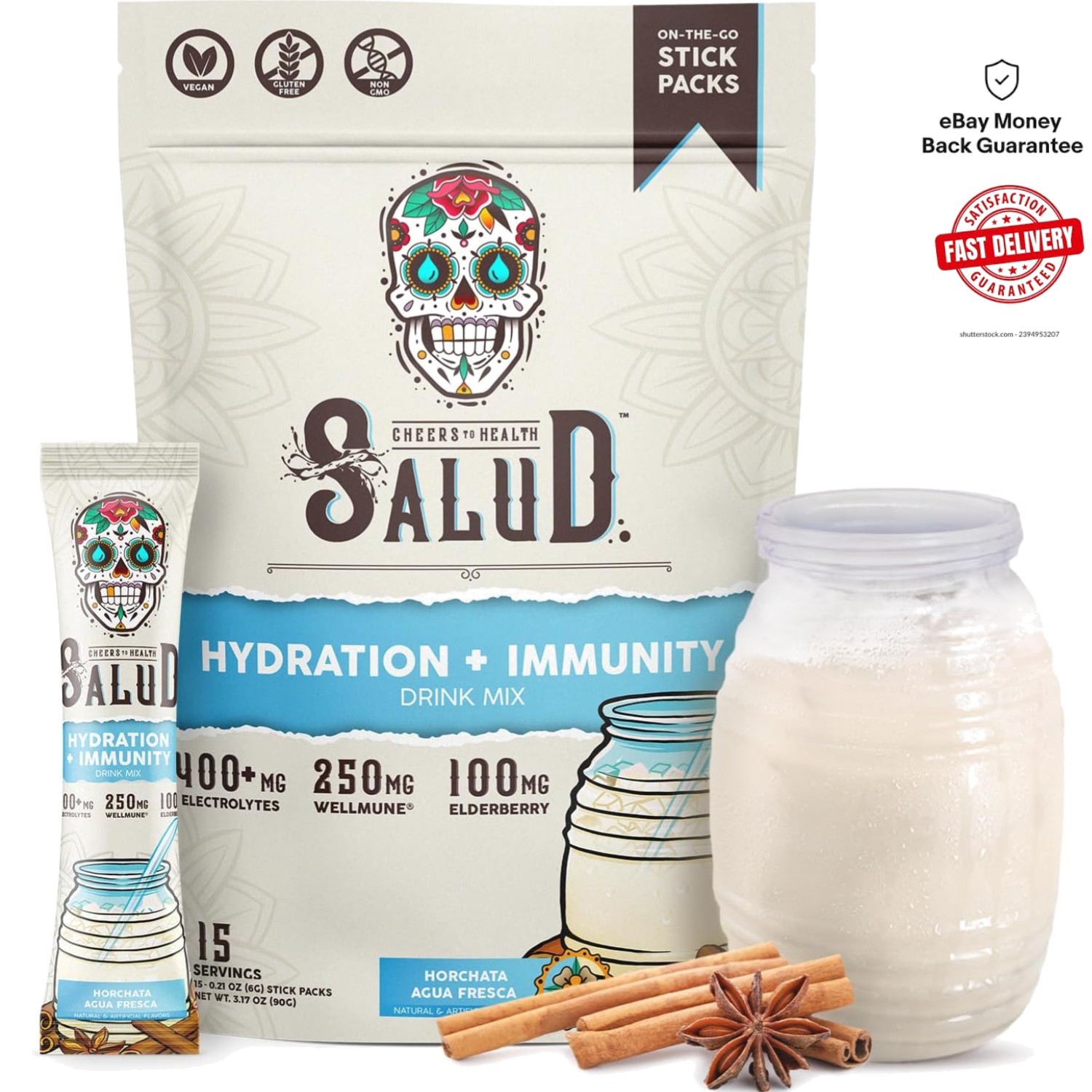 Horchata Immunity & Electrolytes Powder by Salud – , Non-GMO, 15 Servings