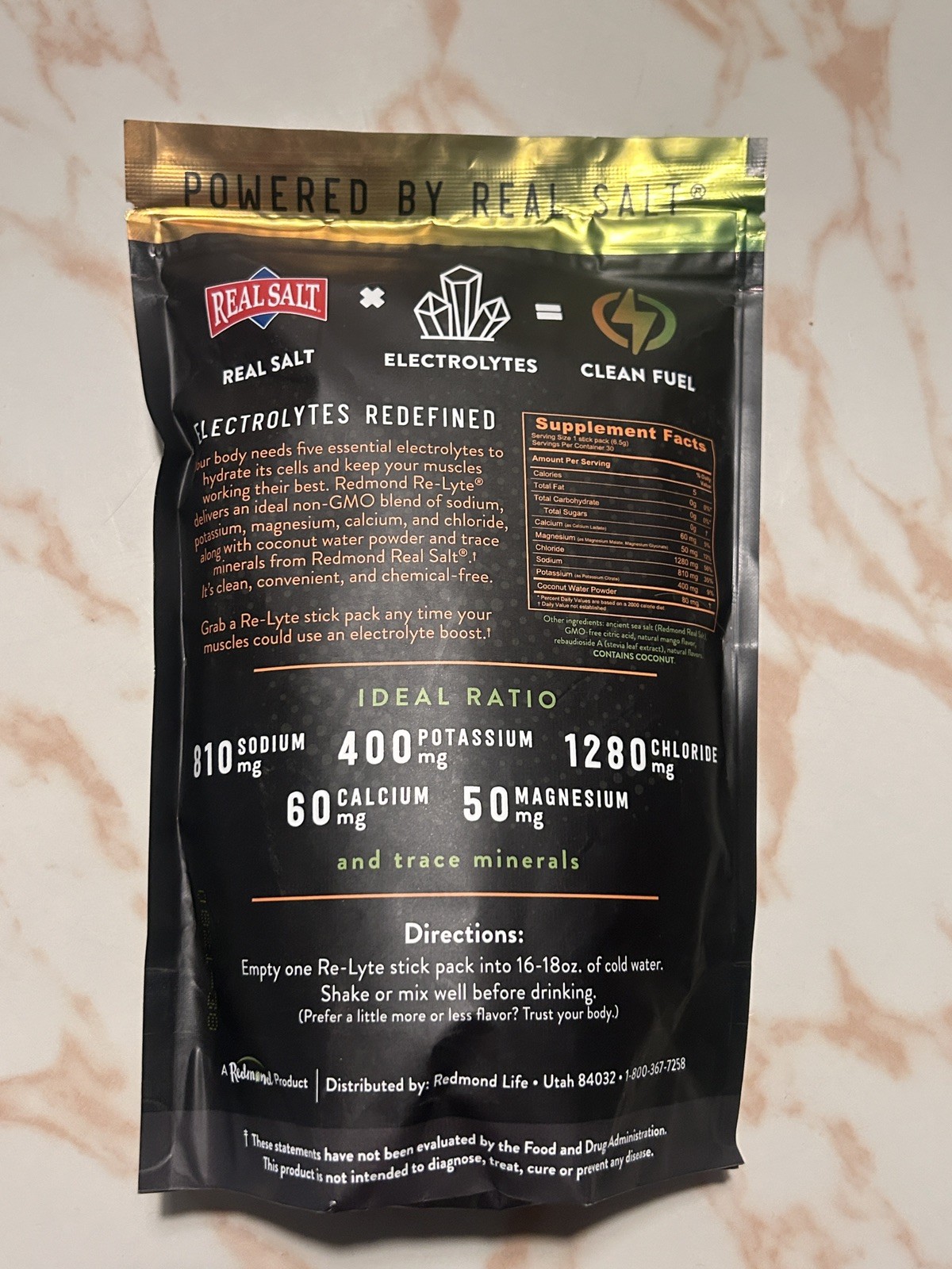 REDMOND Re-Lyte Hydration Electrolyte Powder Mix, Watermelon Lime 30 Stick Packs