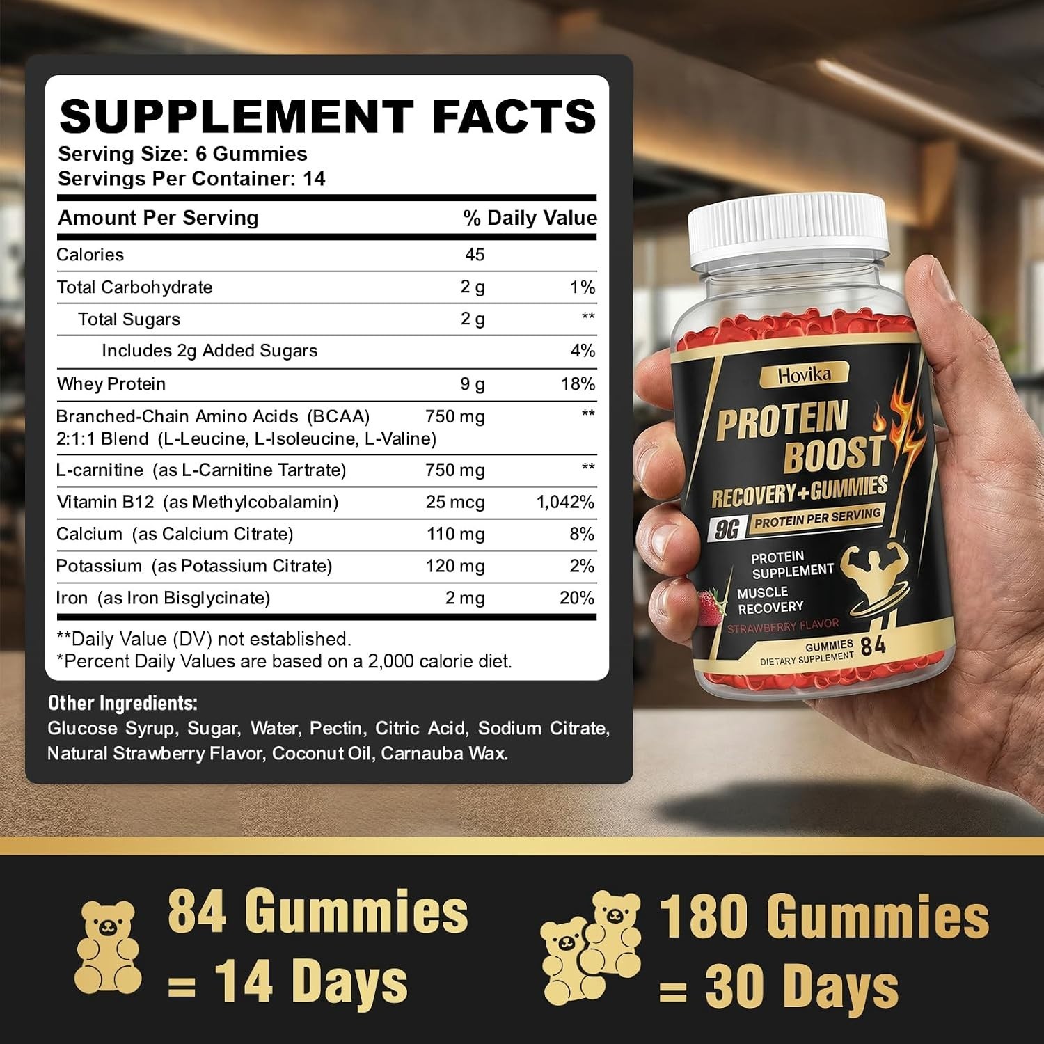 Whey Protein Gummies, 9g Protein per Serving, Easy to Take Snacks for Men & Wome