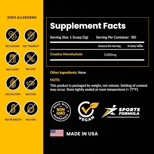 Creatine Monohydrate Powder 5G 100 Servings Unflavored
