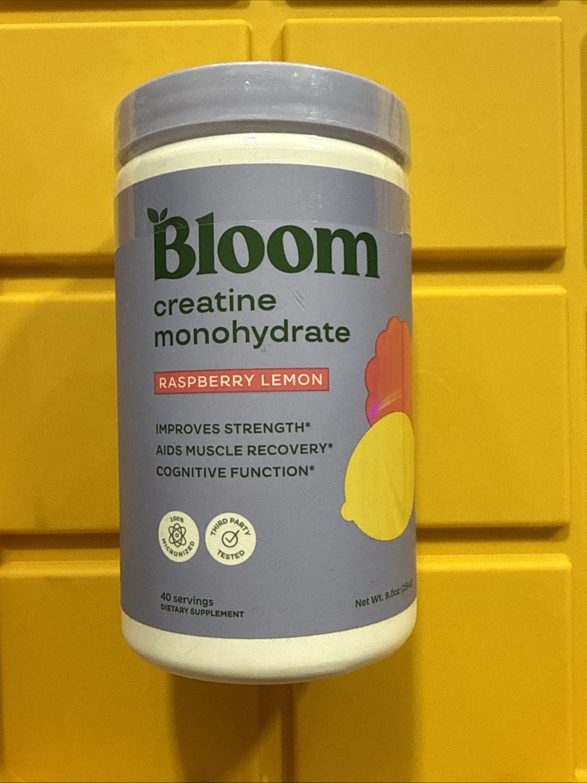 Bloom Nutrition Creatine Monohydrate Powder Raspberry Lemon 40 Servings