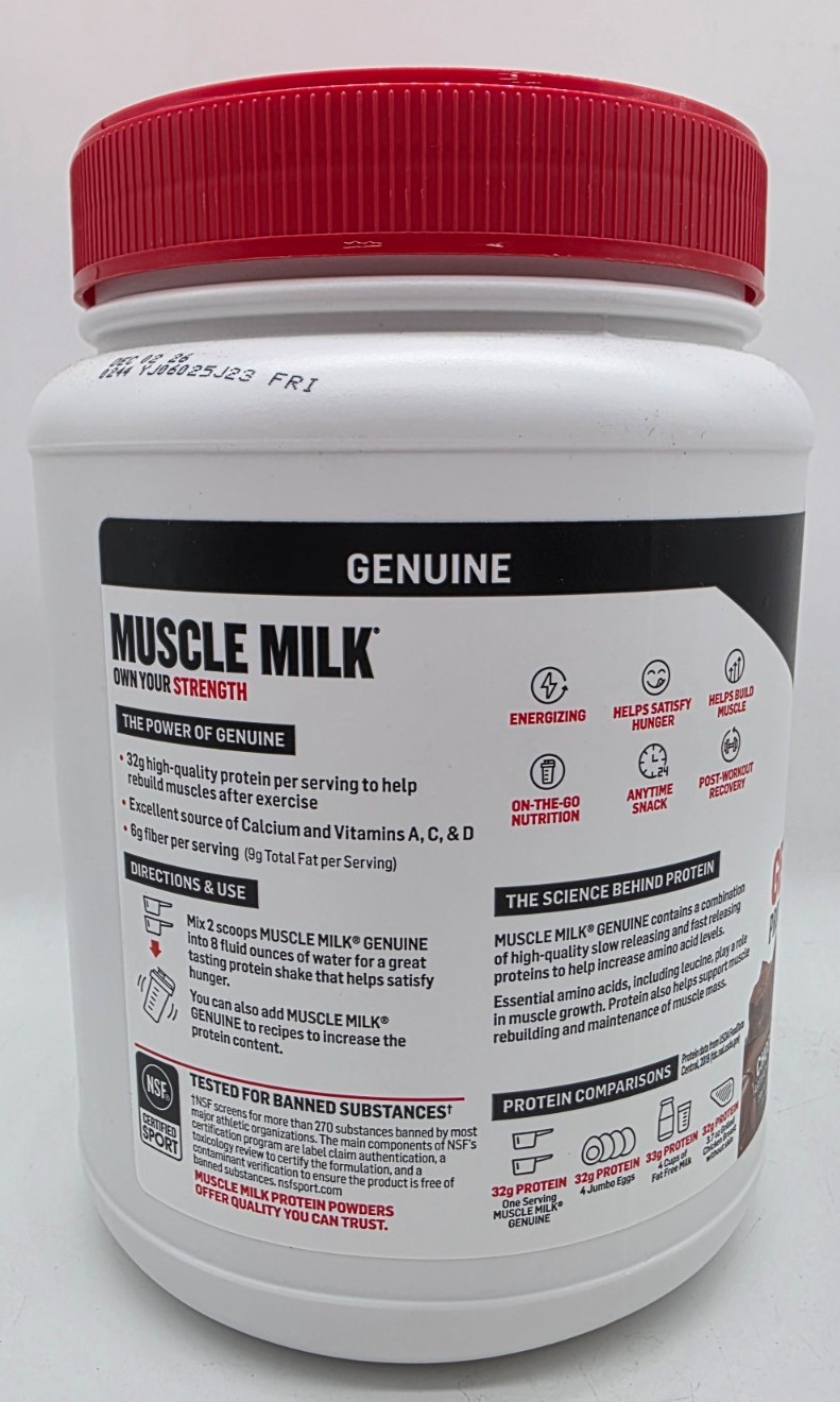 Muscle Milk Protein Powder 32g Protein- Chocolate- 30.9 oz Post Workout Boost