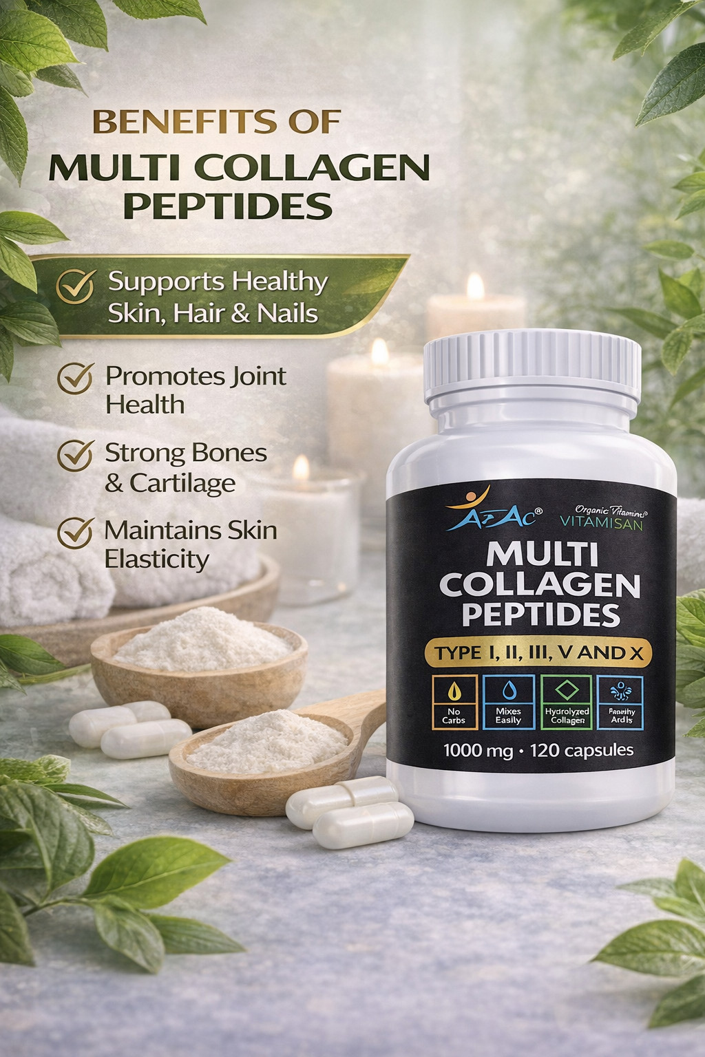 Supplements PILLS Collagen for Healthy Skin, Joints, Hair & Nails 1-Pack 120 CAP