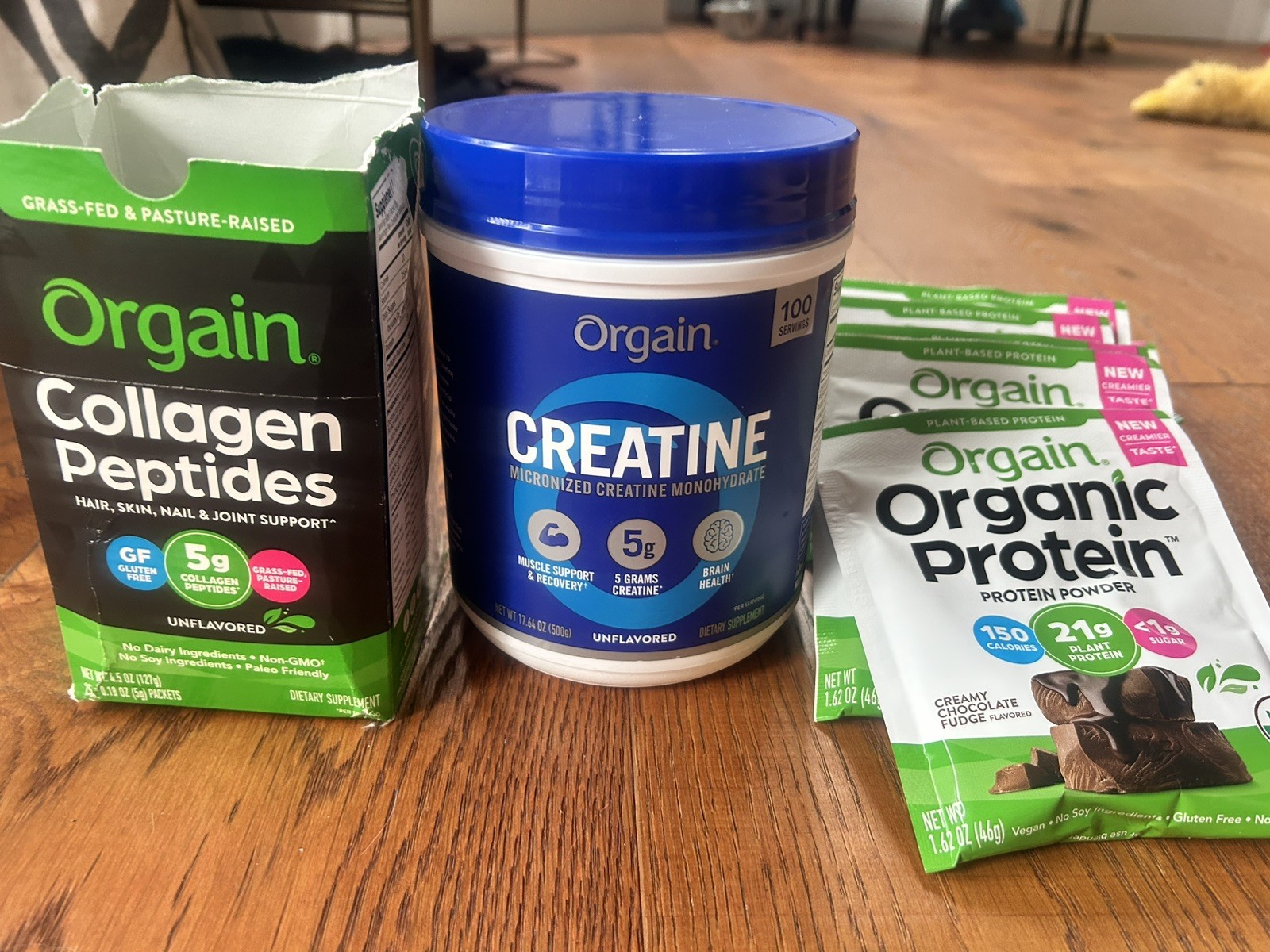 ORGAIN Creatine 100 serving, 25 Packs and 10 Chocolate Protein Powder packs