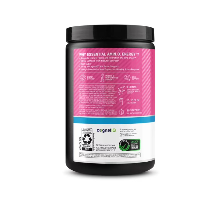 Optimum Nutrition Essential Amino Energy Hydration Plus Focus Powder, Watermelon