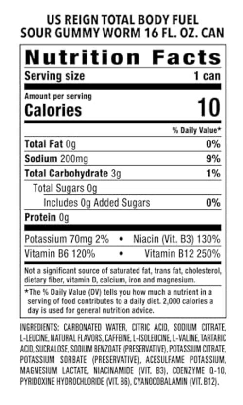 Total Body Fuel, Sour Gummy Worm, Fitness & Performance Drink, 16 Fl Oz (Pack