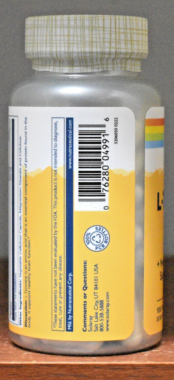 Solaray L-Tyrosine 500 mg 100 Capsules 500mg 100 VegCaps