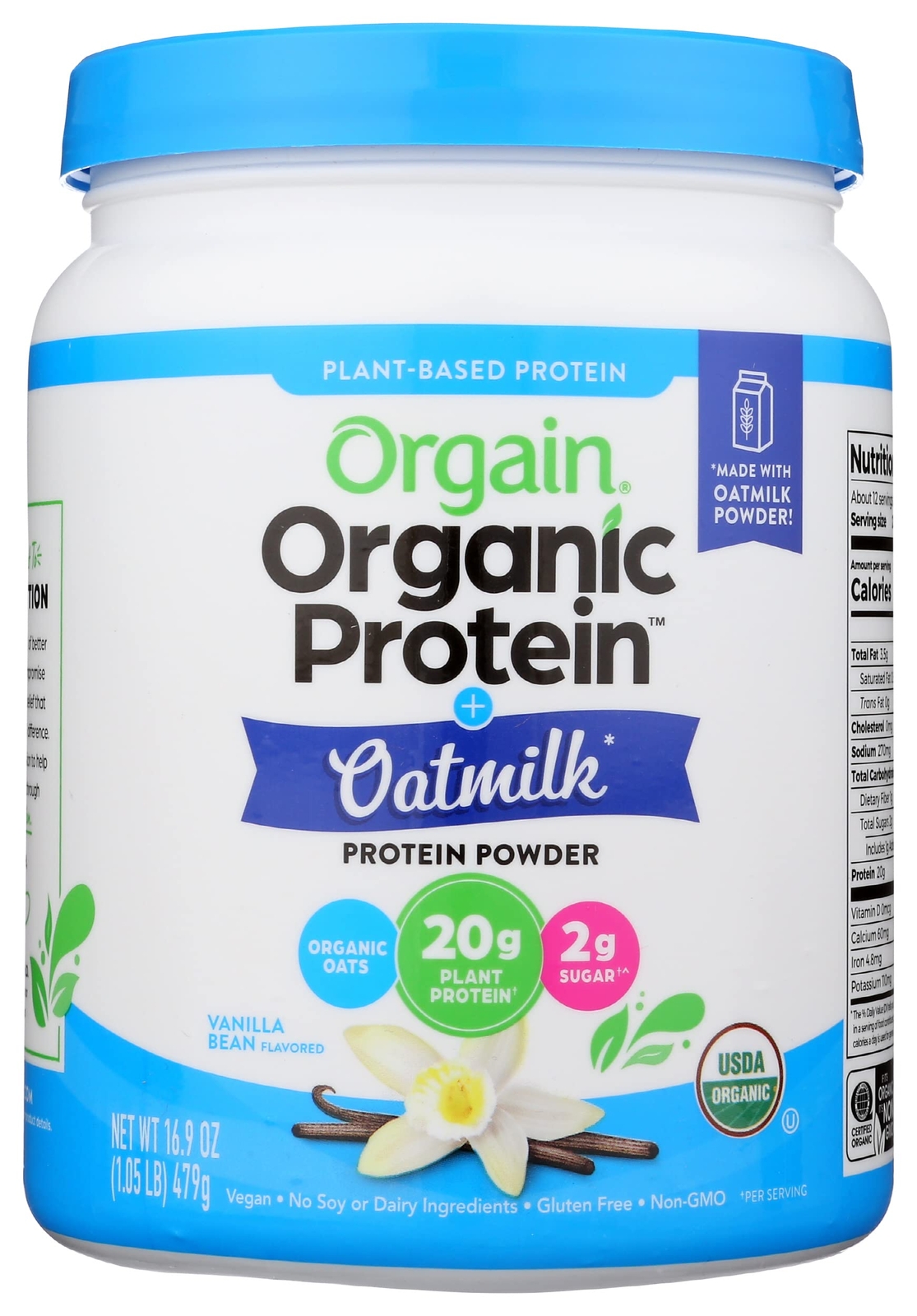 Orgain Organic Vanilla Plant Protein Oat Milk Powder 16.9 oz