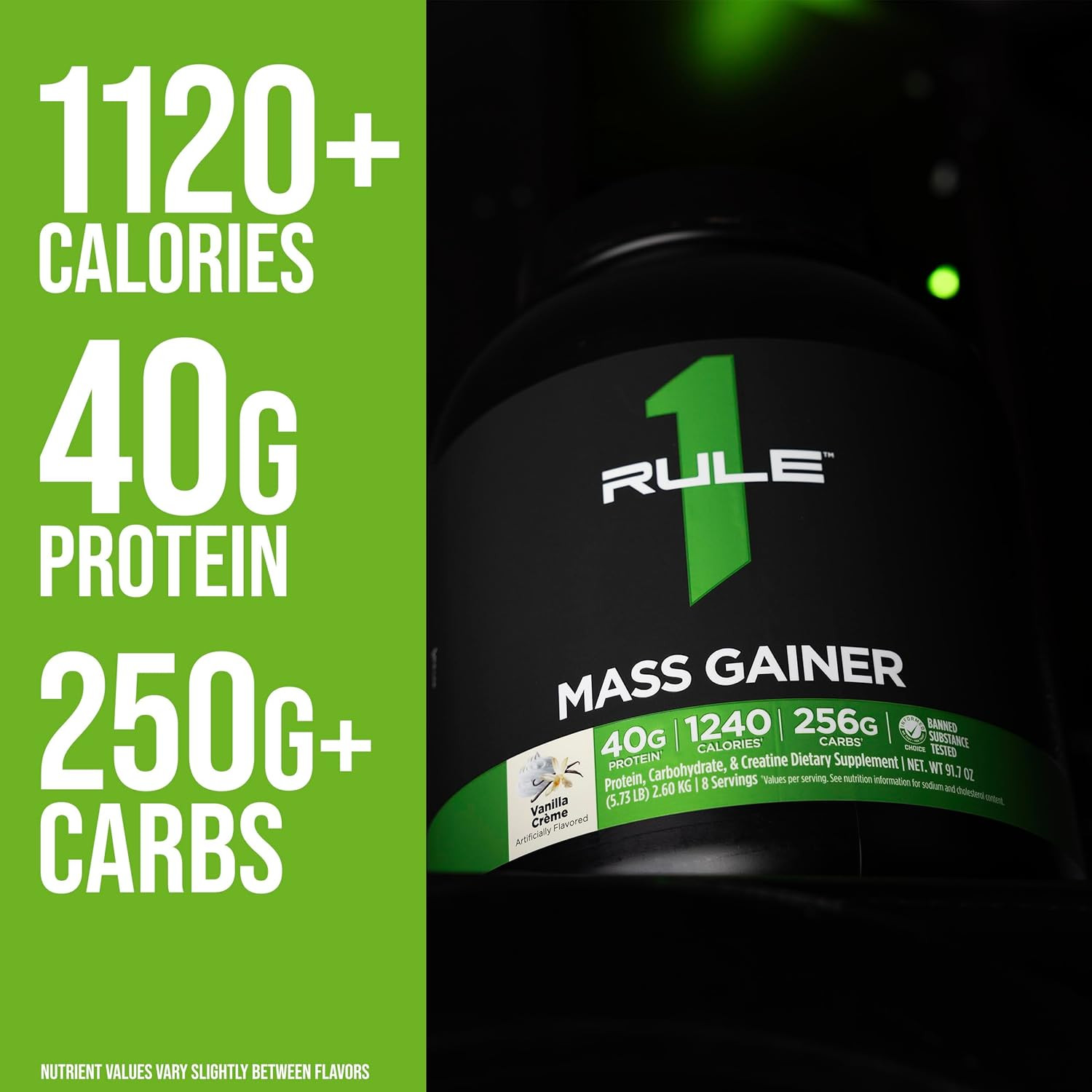 Rule 1 Proteins Mass Gainer – High-Calorie Weight Gain Formula with 1,220+ Calor