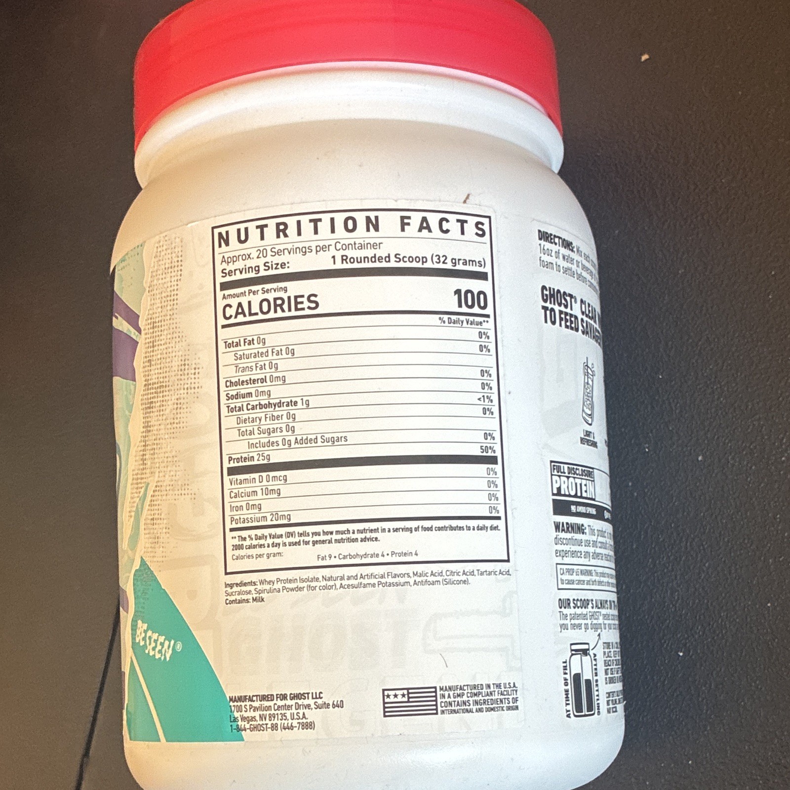 GHOST Clear Whey Protein Isolate Powder Blue Raspberry 1.4 lb (640 g) exp 12/27