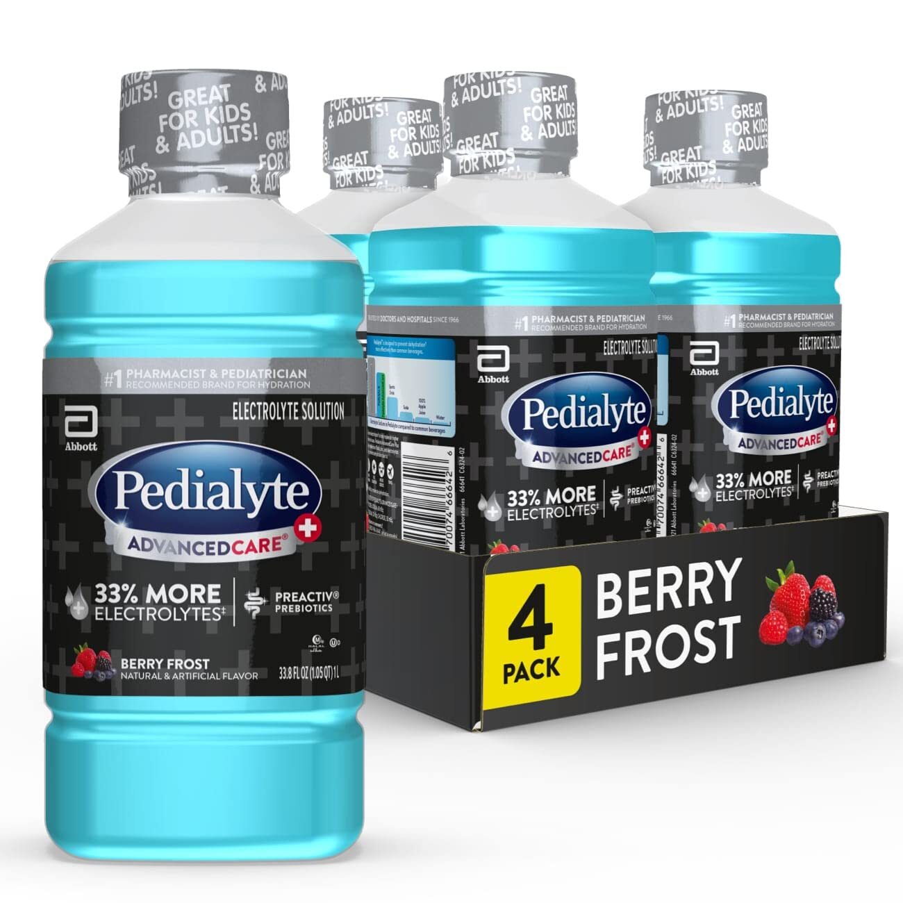 Pedialyte AdvancedCare Plus Electrolyte Solution Pack of 4 33 Fl Oz Hydration