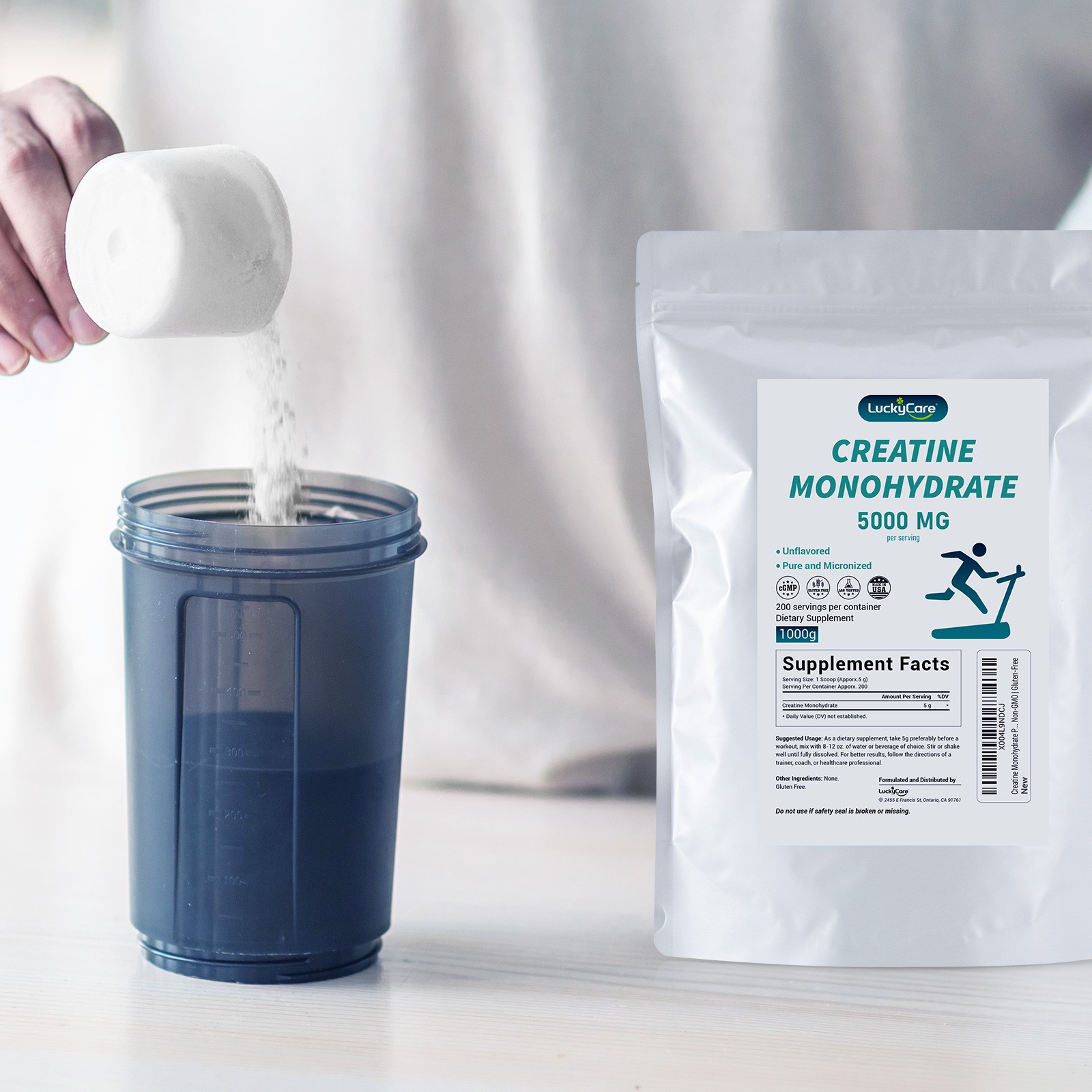 Pure Creatine Monohydrate 2.2lbs – Powder Micronized 200 Servings 5g Per Serving
