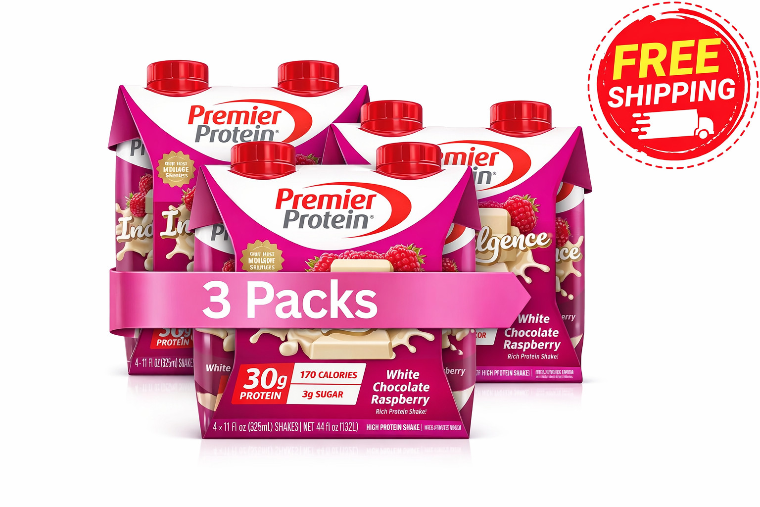 Premier Protein Indulgence Protein Shake, White Chocolate Raspberry, 12 Ct