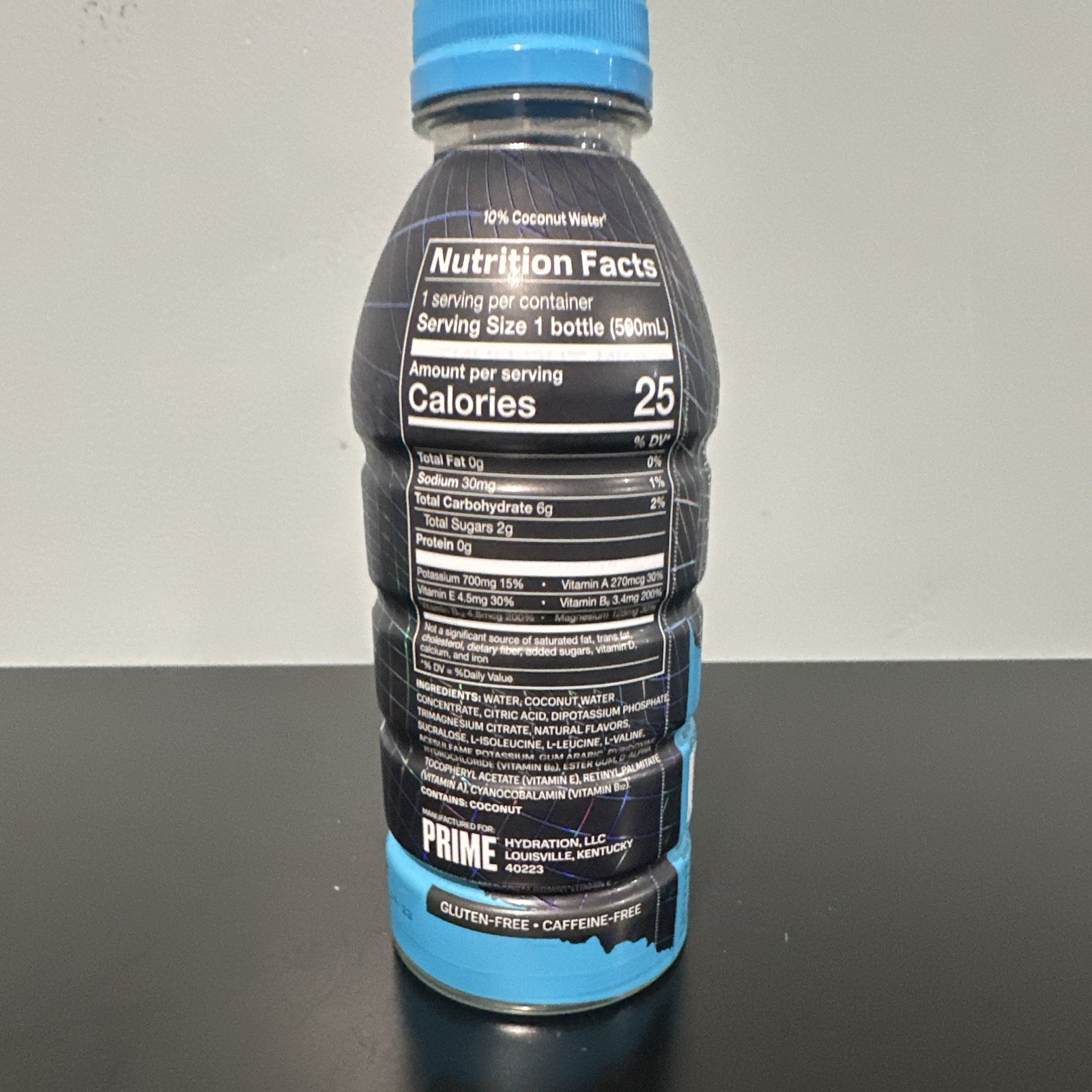 PRIME Hydration Electrolyte Drink X treasure hunt blue holo 16.9 fl oz (expired)