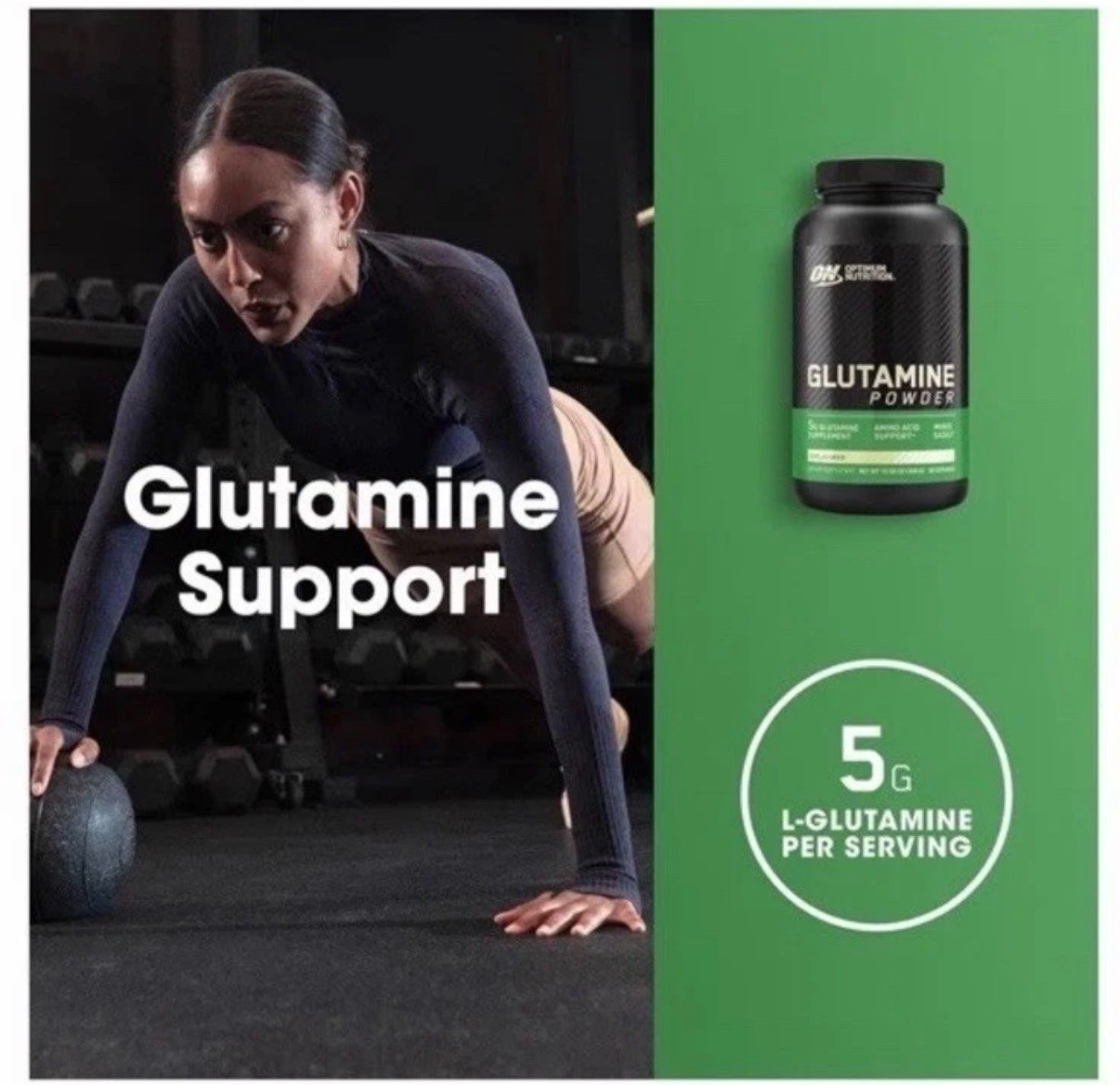 Optimum Nutrition Glutamine Powder Unflavored 10.58 oz 300 g, 58 Servin Exp 5/28
