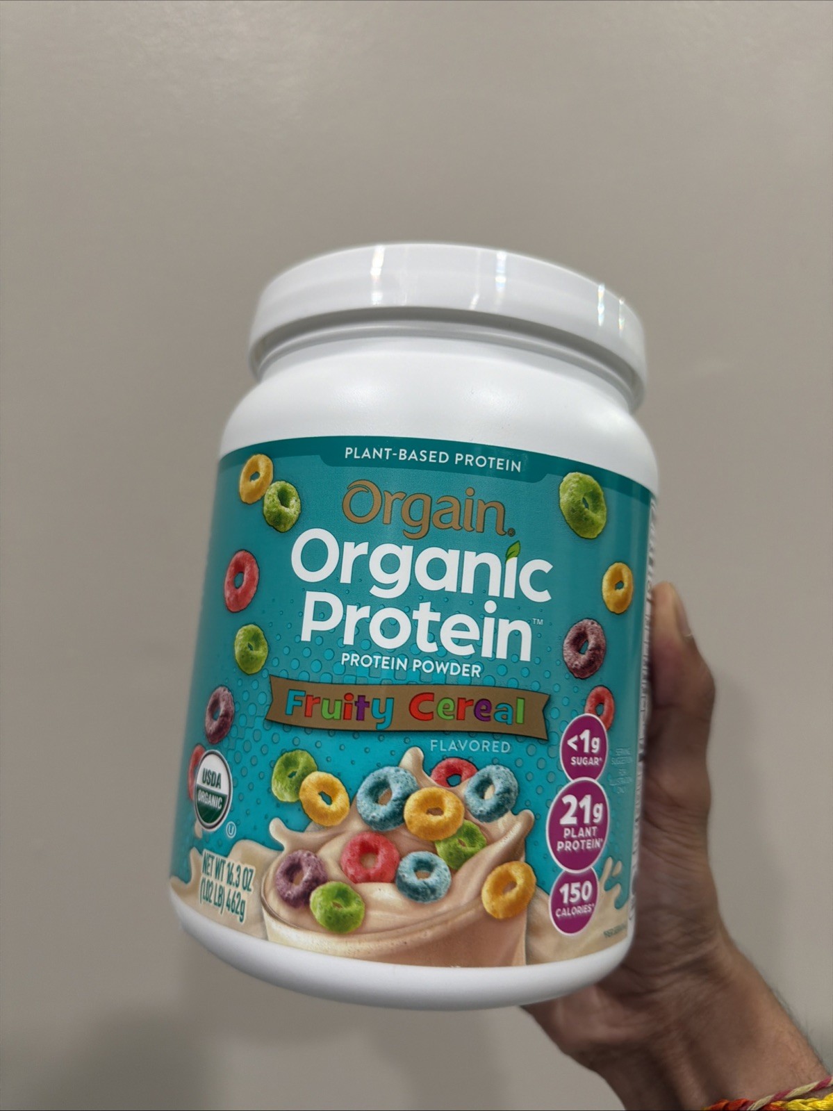 Orgain Organic Plant Based Protein Powder Fruity Cereal Flavor 16.3oz