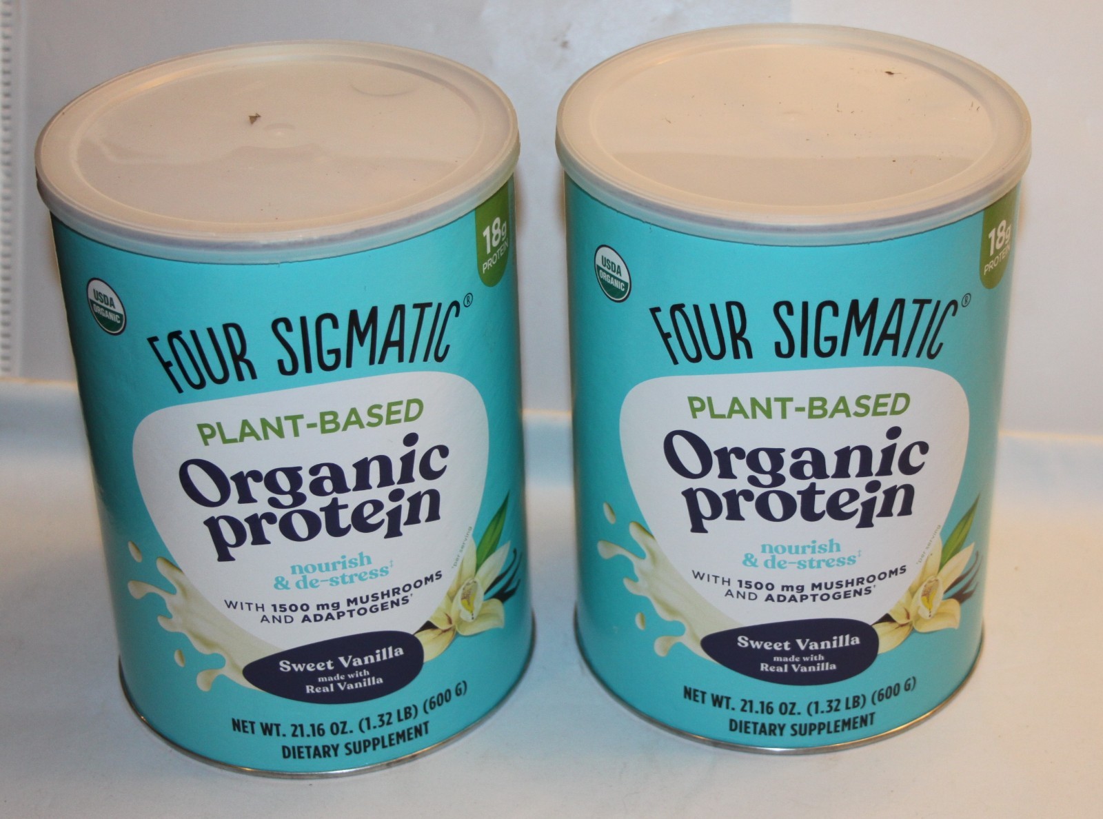 2 cans of Four Sigmatic Organic Vegan Protein Powder 07/2026