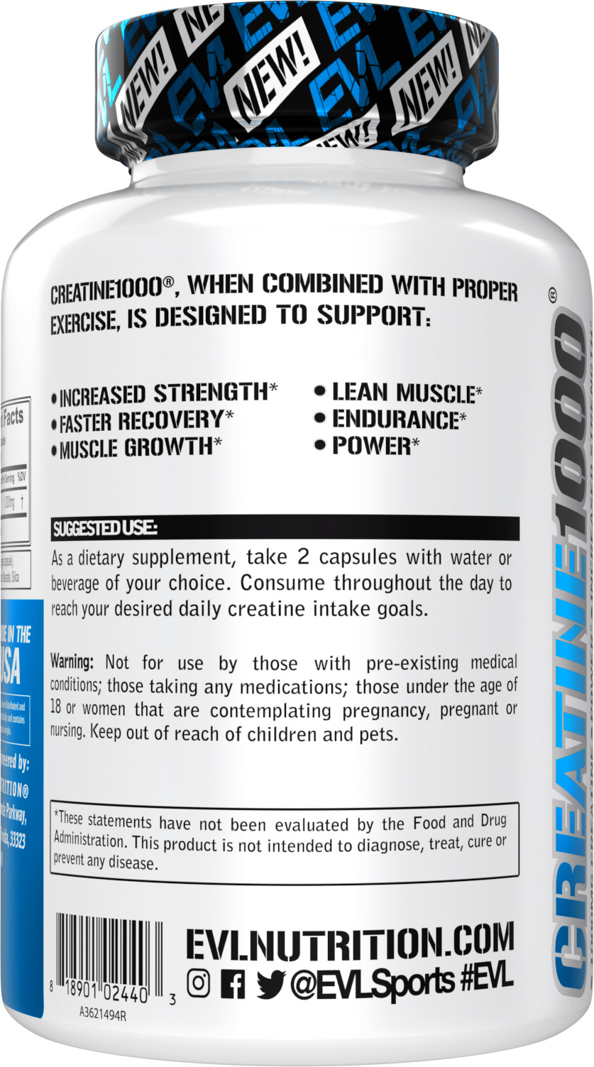 Evlution Nutrition Creatine1000 – 1g Creatine Monohydrate – 60 Servings