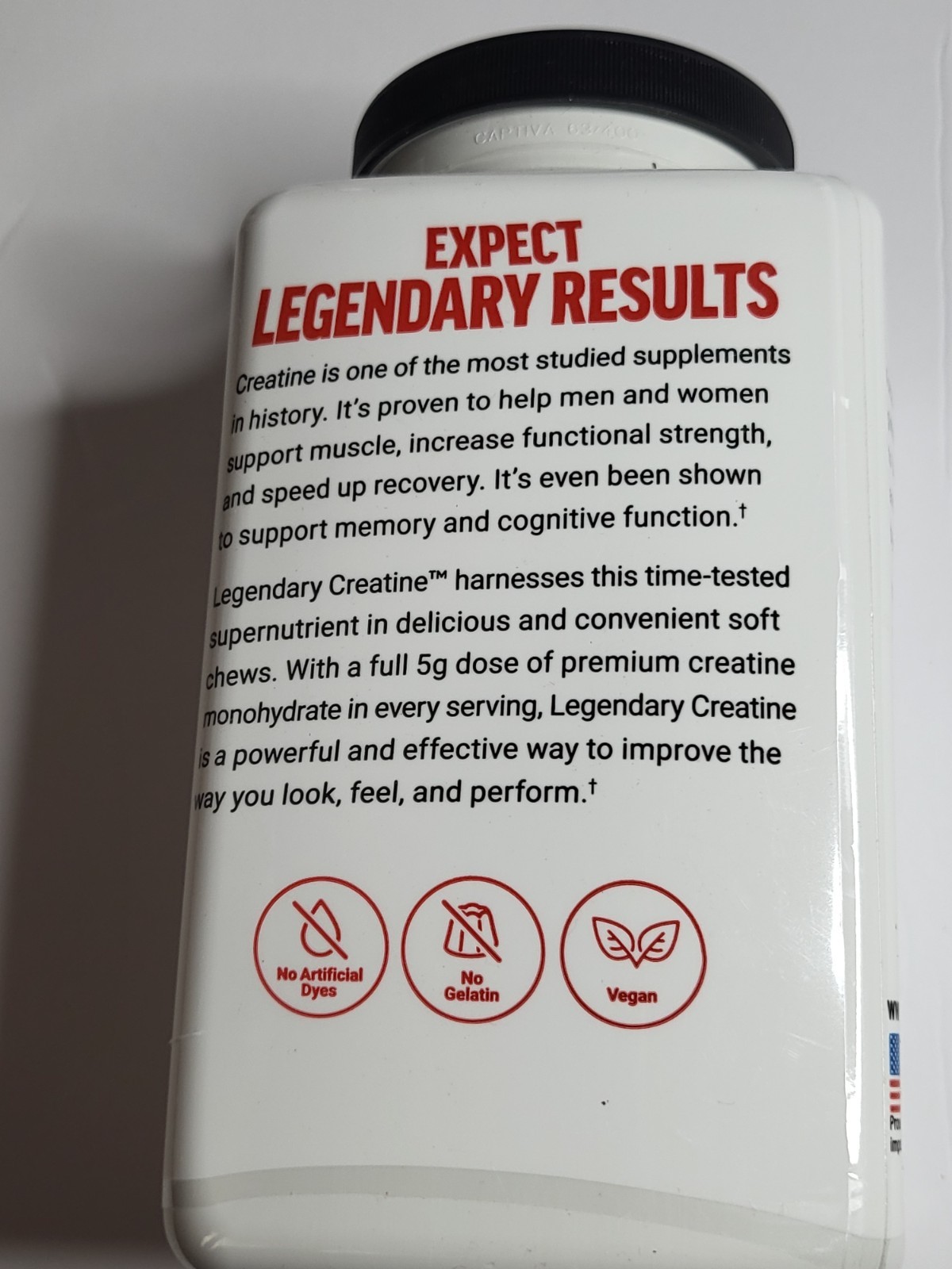 Force Factor Legendary 5g Creatine Monohydrate Chews, Berry Blast-60 Soft Chews