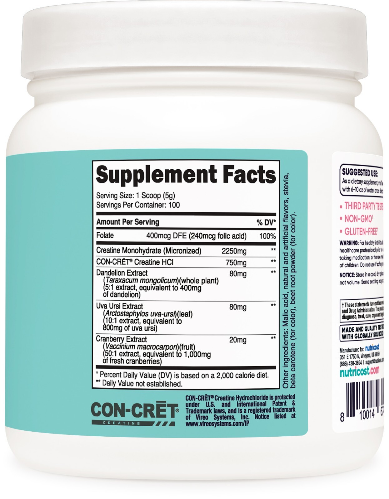 Nutricost Creatine Monohydrate Powder for Women, Peach Mango, 100 Servings