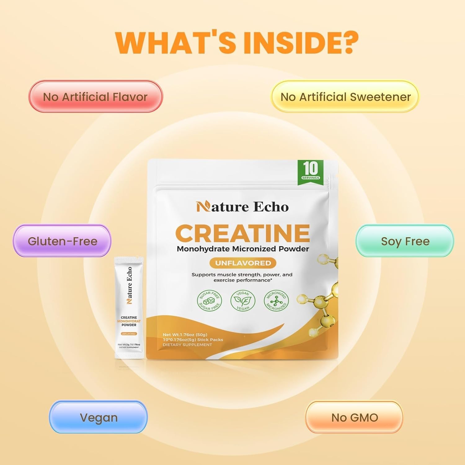 High-Quality Creatine Monohydrate – 10 Travel Packs for On-the-Go Muscle Energy