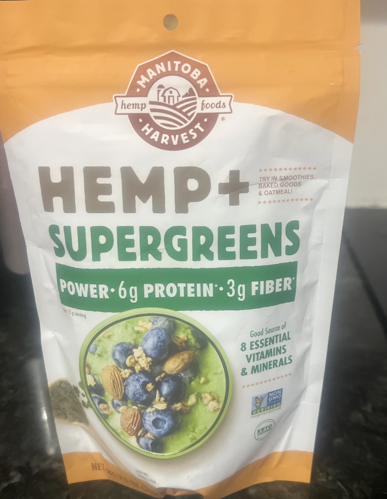 Manitoba Harvest Organic Hemp Supergreens Powder 7.5Oz Protein Fiber Superfood