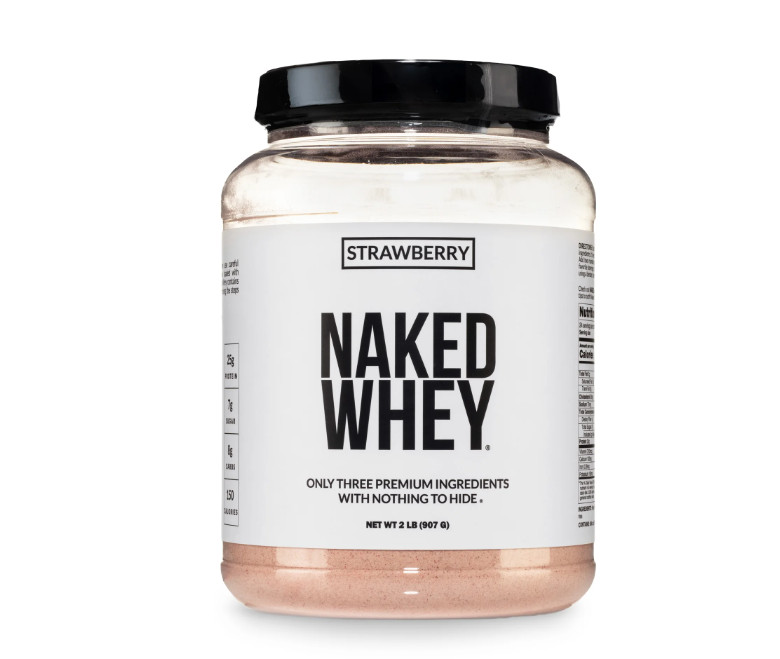 NAKED Strawberry Whey Protein Powder Grass Fed 25g Protein 24 Servings