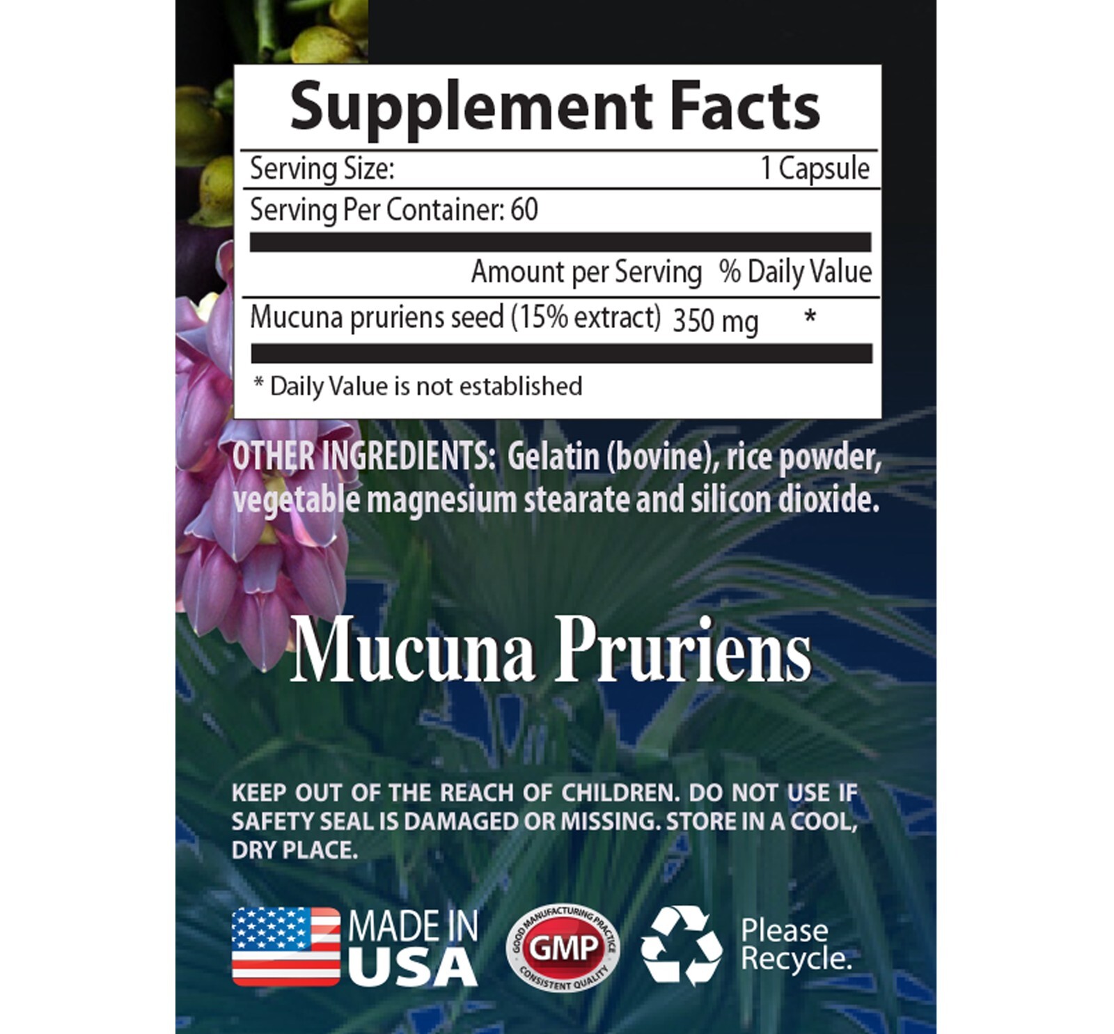 Muscle Mass MACUNA PRURIENS 98% Extracted from Velvet Beans (1 Bottle)