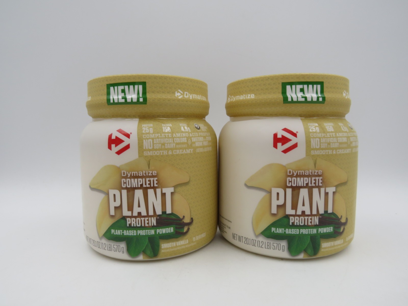 Lot of 2 Dymatize Vegan Plant Protein Smooth Vanilla 25g 30 sev EXP 03/28