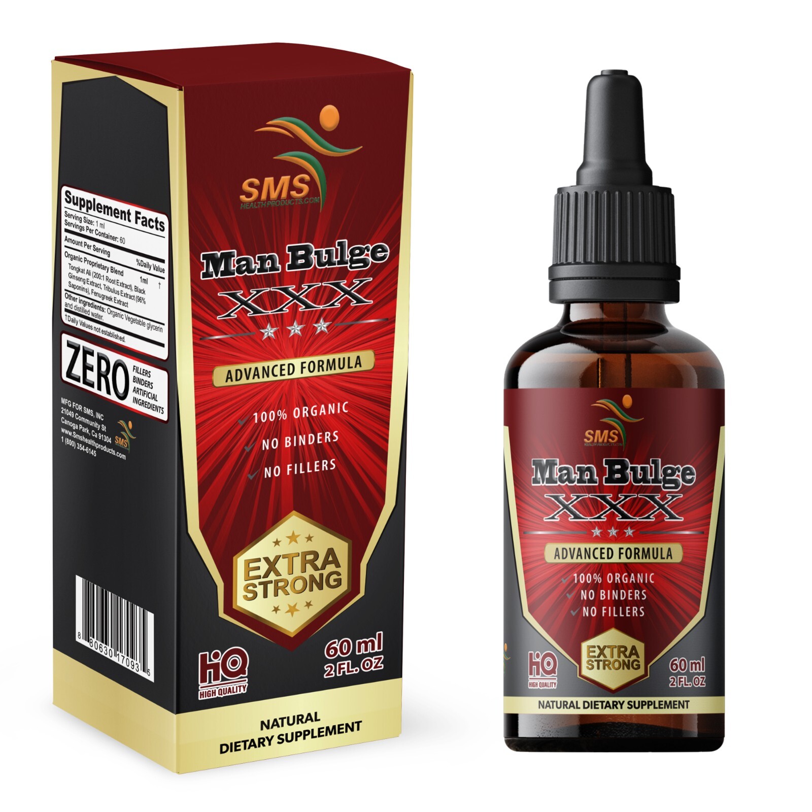 Mens Energy Herbal Drops Organic Dietary Supplement Tincture 2 Fl Oz By SMS