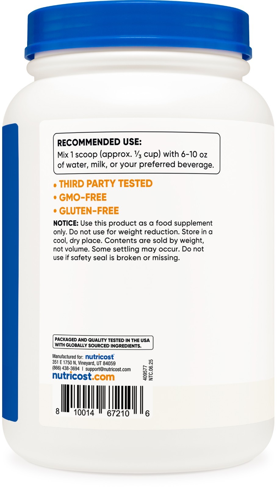 Nutricost Casein Protein Powder 2lb – Micellar Casein, Gluten Free, Non-GMO