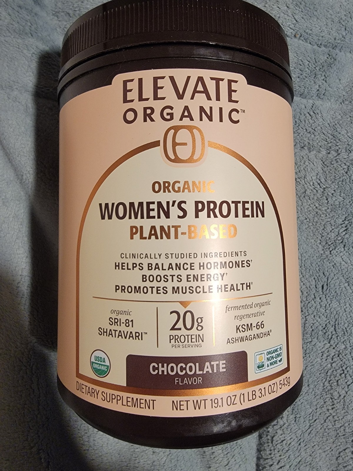 Elevate Organic Women’s Pea Protein Chocolate with Ashwagandha & Shatavari