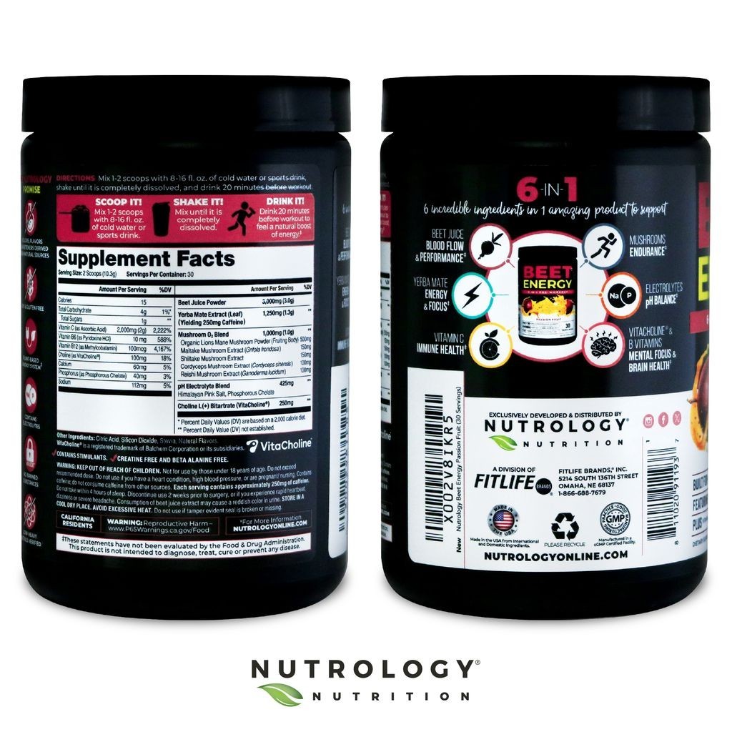 Beet Natural O2 – All-Natural Pre-Workout-Beet Root Powder-Passion Fruit-20 ser