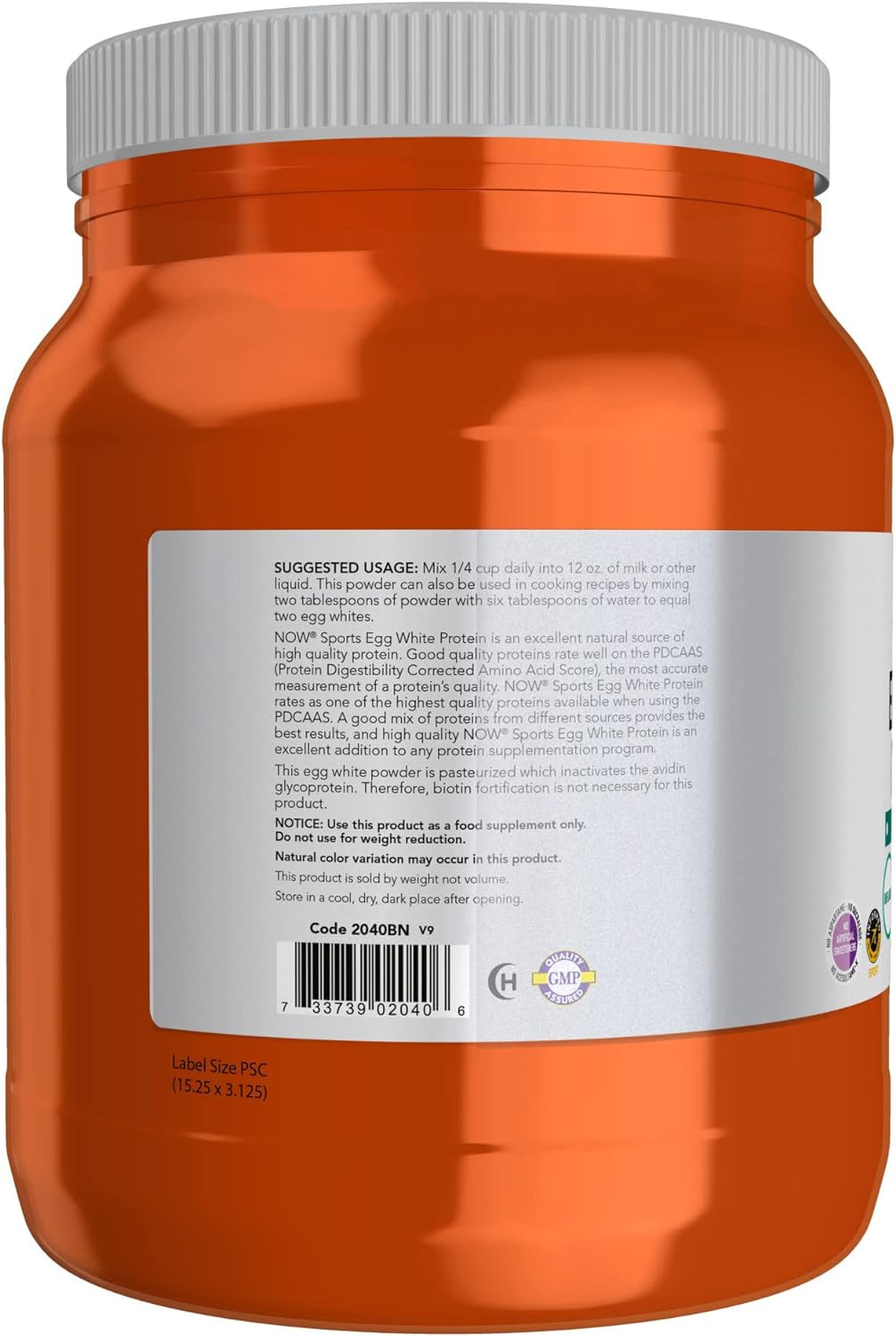 NOW Sports Egg White Protein Powder, 16 G with Bcaas, Unflavored, 1.2-Pound