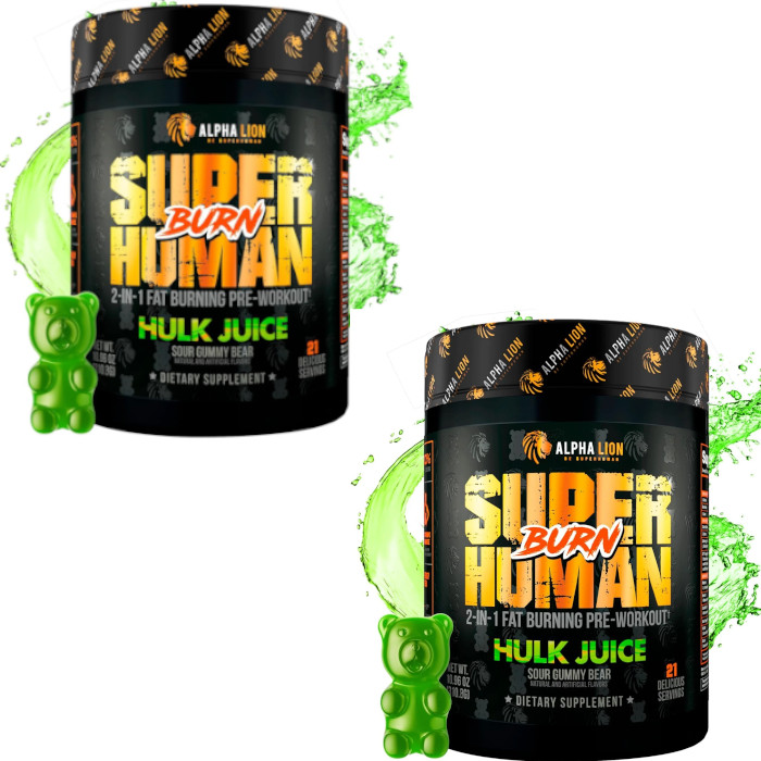 Alpha Lion SuperHuman Burn Hulk Juice – Sour Gummy Bear 10.96 oz (Pack of 2)