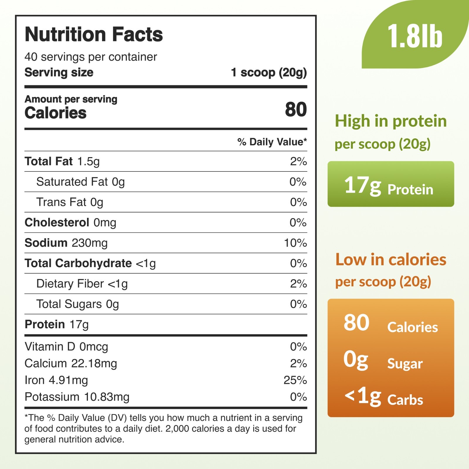 100% Pure Pea Protein Powder, 80% Protein Content, Unflavored, Vegan-1.8lbx4