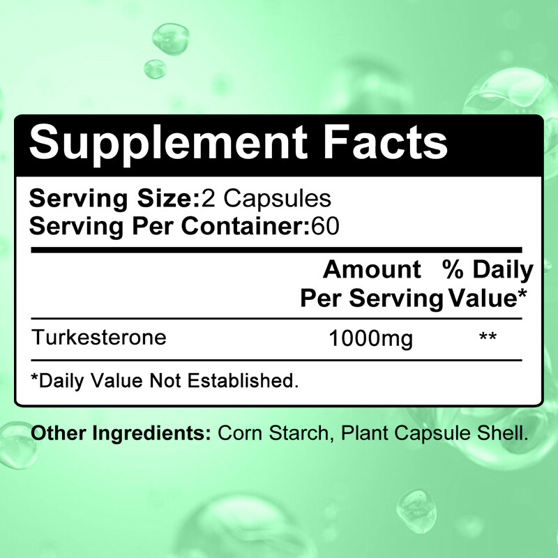 Turkesterone 1000mg High Strength Supports Muscle, Testosteron, 30/60/120 Caps
