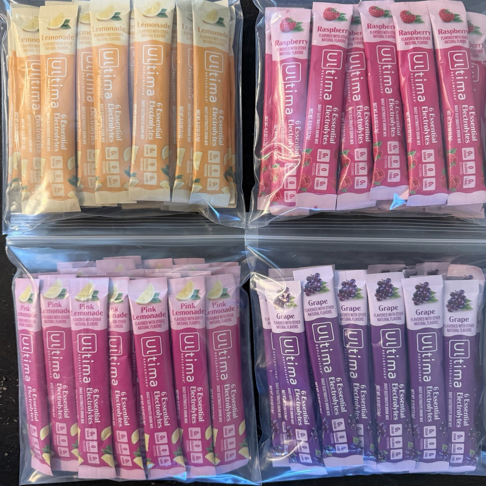 100 Count Ultima Replenisher, Electrolyte Hydration Drink Mix Sticks- Variety