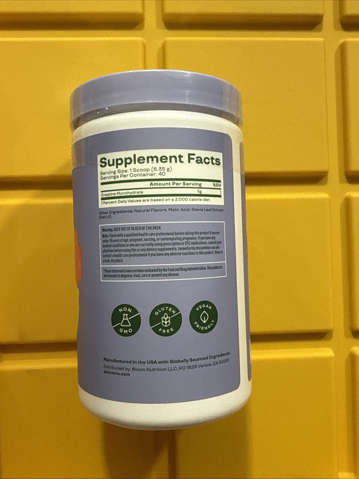 Bloom Nutrition Creatine Monohydrate Powder Raspberry Lemon 40 Servings
