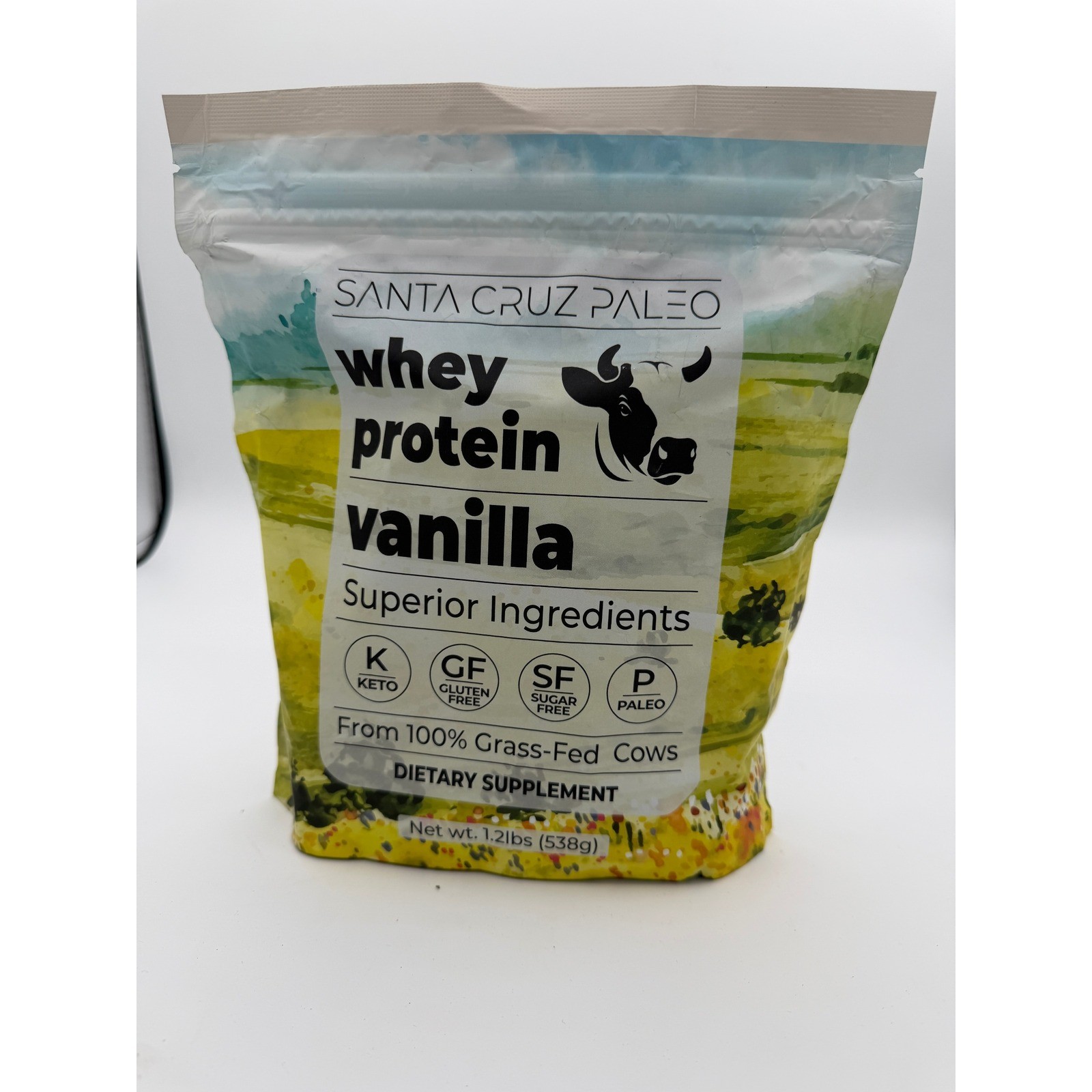 Santa Cruz Paleo Vanilla Whey Protein 1.2lb Grass Fed Keto Gluten Free SugarFree